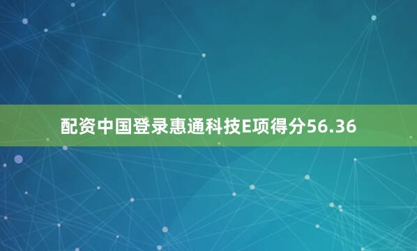 配资中国登录惠通科技E项得分56.36