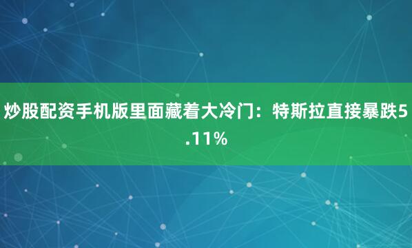 炒股配资手机版里面藏着大冷门：特斯拉直接暴跌5.11%